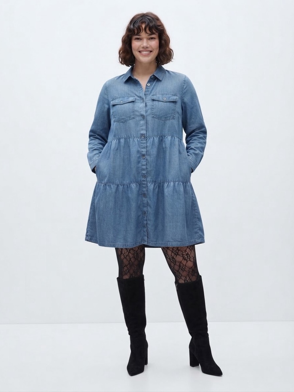 Velvet Heart Denim Tencel Shirt Dress